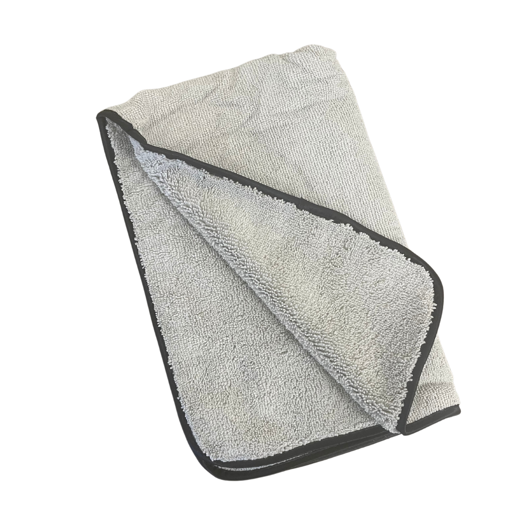 Microfiber Towel - Super Plush Silver with Border